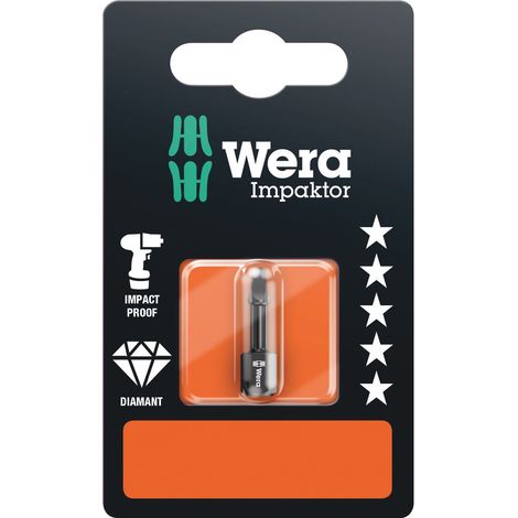Embout de vissage Impaktor empreinte carrée 868/1 IMP DC SB N°2 x 25 mm en blister - WERA (1/5)