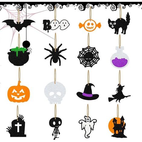 Set de Décoration Halloween 16 Pièces avec Ornements de Sorcières Effrayants pour Salon Chambre Bureau et Intérieur (1/5)