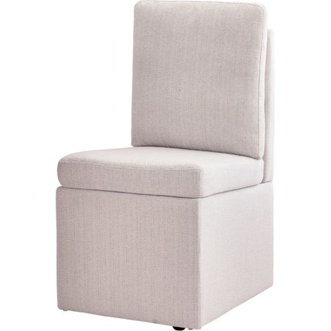 Chaise de salle à manger multifonctionnelle avec rangement caché, roulettes et rotation 360°, tissu beige gris, 110 kg - CHICFURN (1/5)