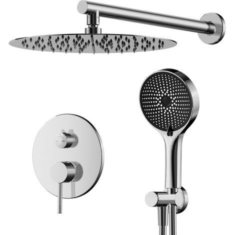 Duschsystem, Unterputz-Regendusche Chrom, Duscharmaturen-Set
Unterputz-Duschsystem mit 40-cm-Regendusche, runder Selbstreinigungs-Duschkopf, Duscharmatur-Komplettset mit Handbrause (1/5)