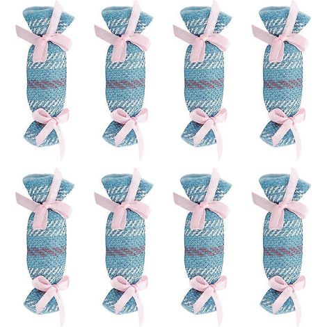Lot de 8 jouets pour animaux de compagnie en forme de bonbon, en tissu créatif, interactifs et à mâcher, à l'herbe à chat (bleu). (1/5)