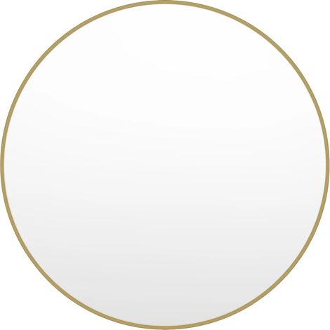 Vente-Unique – Miroir mural rond en métal doré D. 150 cm – Épaisseur 40 mm – Dos en MDF – 3 crochets pour fixation murale (1/5)
