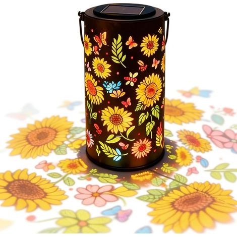 Lampe solaire tournesol colorée pour jardin, lampes tournesol étanches d'extérieur, lanterne solaire suspendue pour terrasse, cour ou allée... (1/5)