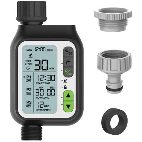 Minuterie D'irrigation Automatique,Minuterie Arrosage Automatique pour Jardin,Programmateur Arrosage Automatique,avec Fonction de Verrouillage Enfant,Imperméable,Grand Écran LCD
