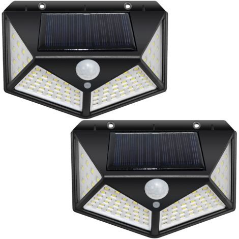 Lampe Solaire Extérieur 100 LED, Détecteur de Mouvement, Lumière Solaire Etanche éclairage Solaire, IP44 Lampe de Sécurité sans Fil lampe mural pour Jardin, Lot de 2 [Classe énergétique F] (1/5)