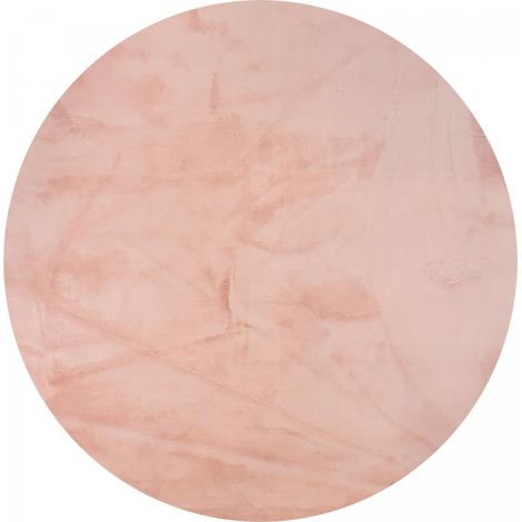 Tapis LYN10 LAVABLE 30°C Ø120cm Rose, tapis shaggy uni à longs poils (1/5)