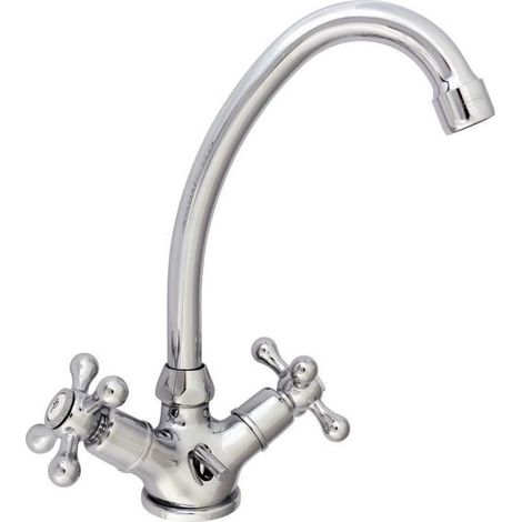 Edouard Rousseau – Robinet mélangeur mécanique lavabo Beverley – Bec mobile – Mécanisme à tête céramique – Économie d'eau avec aérateur réducteur de débit (1/6)