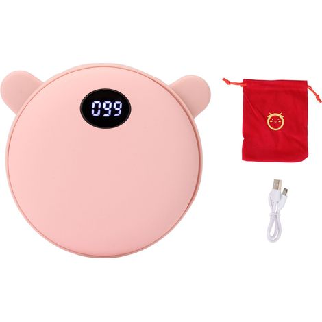 Rechargeable Chauffe-mains Ours Mignon 5200mAh 3 Modes Température Taille de Poche Portable pour Téléphone Tablette Hiver Rose Oreilles d'Ours (1/5)