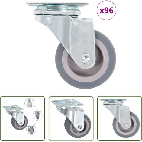 The Living Store 96 pcs Roulettes pivotantes 50 mm - Roulettes Pivotantes - Roulettes De Chariot - Roues Mobiles - Accessoires Meuble - Fixation Meuble (1/5)