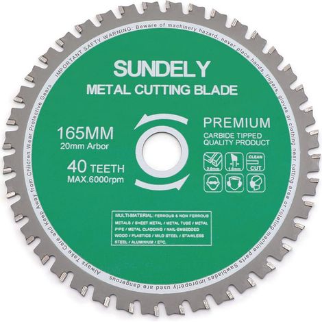TCT Circular Saw Blade 165mm x 20mm x 40T (6.5" x 0.79") Tungsten Carbide Tipped Circular Saw Blade for Multi-Function Steel Sheet Cutter (1/5)
