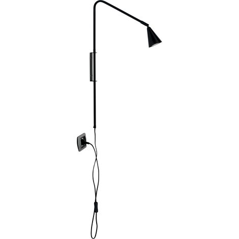 Applique ENEA in metallo nero con punto luce orientabile