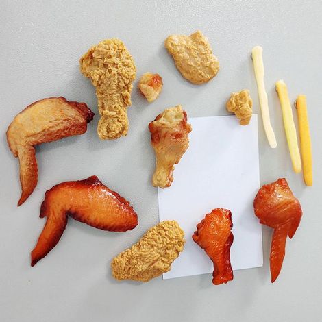 Aimant frigo créatif 3D alimentaire réaliste, cuisse de poulet frite et hamburger, déco magnétique adhésive pour réfrigérateur, set de magnets originaux (1/5)