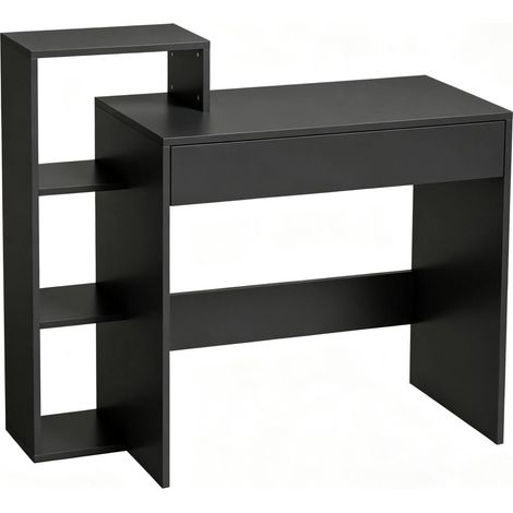 Scrivania per computer con 3 ripiani e cassetto, nera, 100 x 40 x 90 cm, MODENUIT (1/5)