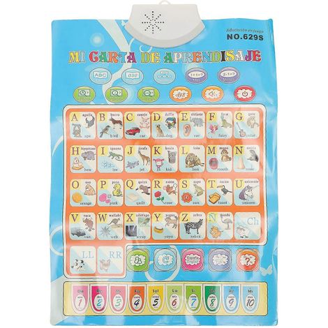 Spanisch und Englisch sprechendes Poster, elektronisches Lernspielzeug für Kinder, frühkindliche Bildungsartikel ohne Batterie (Blau)-60X42.5CM-Blue (1/3)