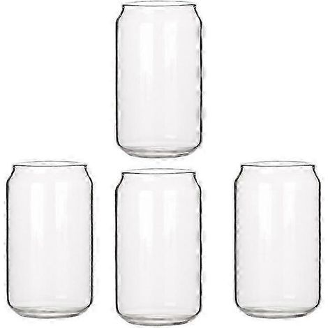 Lot de 4 verres en forme de canette, style tendance, pour eau, lait, bière, milkshake, dessert ou cola. (1/5)
