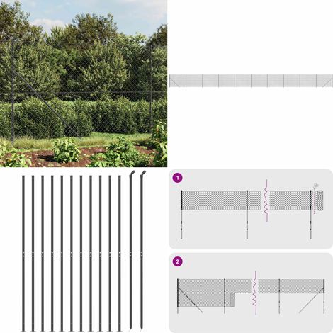 Clôture à mailles losangées avec bride anthracite 1,4x25 m - Clôture - Clôture En Maille - Clôture Cyclique - Clôture Métalliques - Clôture Jardin - Home & Living (1/5)
