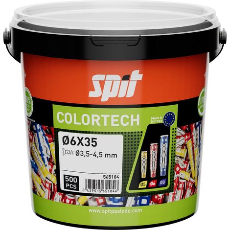 Colortech Universal Zwei-Komponenten-Dübel - 6 x 35 mm - Ohne Schrauben - Eimer mit 500 Stück - SPIT - 565184