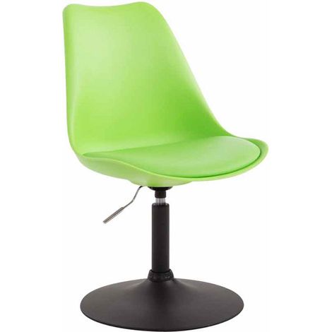 Sedia da pranzo x1 girevole regolabile in altezza in plastica verde e piede a tromba in metallo nero 100003763