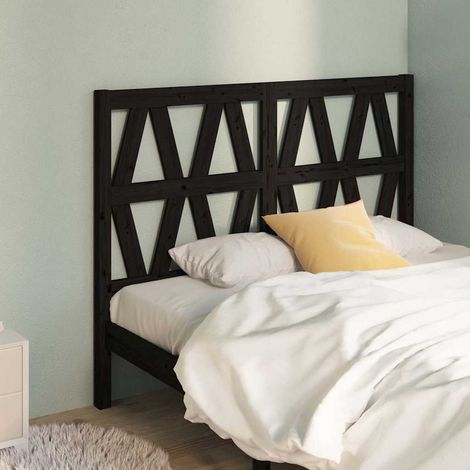 vidaXL Cabecero de cama madera maciza de pino negro 126x4x100 cm (1/5)