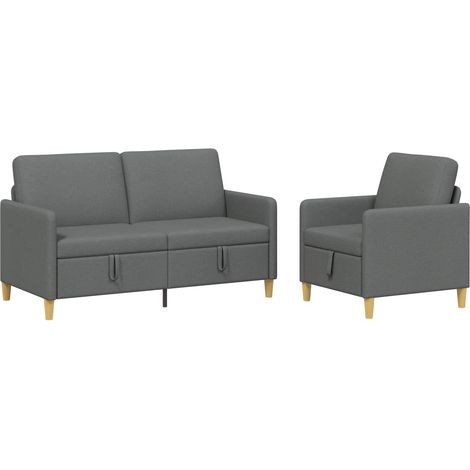 Sofa Set With Storage 2 pcs Dark Grey Polyester vidaXL (1/5)