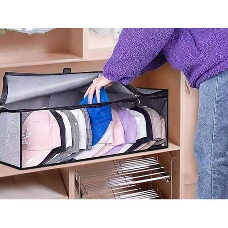 Grande capacité de rangement pour casquettes de baseball – Large organisateur de chapeaux pour porte-casquette de placard (gris) (1/5)