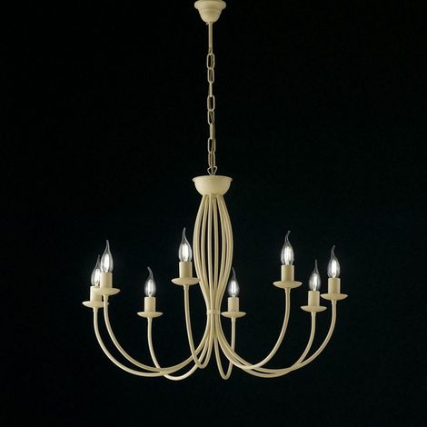 Candelabro de hierro marfil decape ocho luces 74x h60 cm