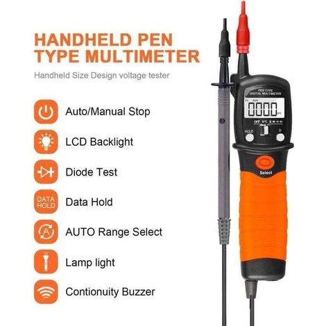 Multimeter, elektrisches Messgerät, digitales Stiftmultimeter, Multimeter, AC/DC-Spannungsmesser und Widerstandsmessgerät mit 2000 Messpunkten zur Messung von Widerstand, Dioden und Voltmeter (1/5)