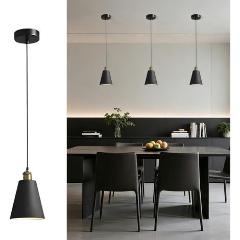 Suspension Luminaire Vintage,Lustre E27 Hauteur Réglable 150cm (1/5)