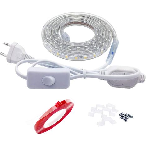 Ruban Led, 2M Bande Led IP65 Etanche Bande Led Lumineuse 220V 230V Bandeau Led, Blanc Froid (1/5)
