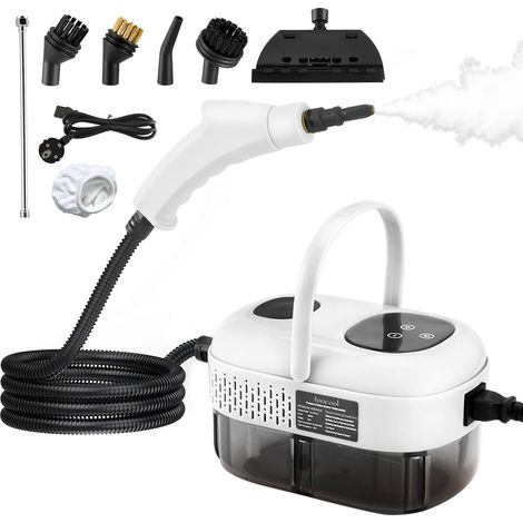 Nettoyeur Vapeur Portable, 1100 Ml Haute Pression Avec 3 Têtes de Brosse - Multifonction Pour Meubles de Cuisine, Salle de Bain, Voiture (Blanc) (1/5)