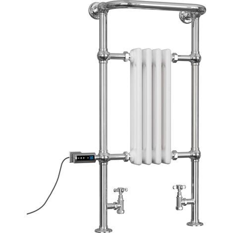 Arundel - White Traditional Dual Fuel Towel Rail H963mm x W493mm Thermostatic WIFI - Floor Standing (1/3)