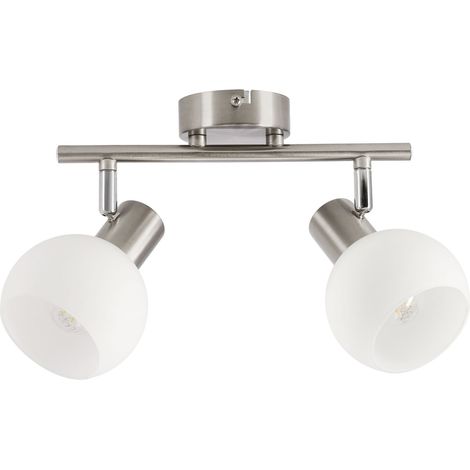 Plafonnier moderne chrome 2 globes verre E14 Candellux (1/2)