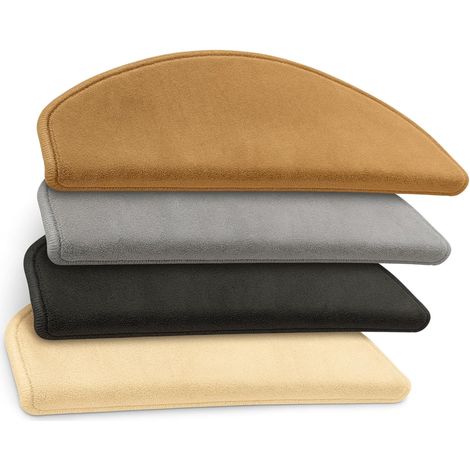 Tapis d’escalier en velours Wien Demi-rond Crème (1/4)