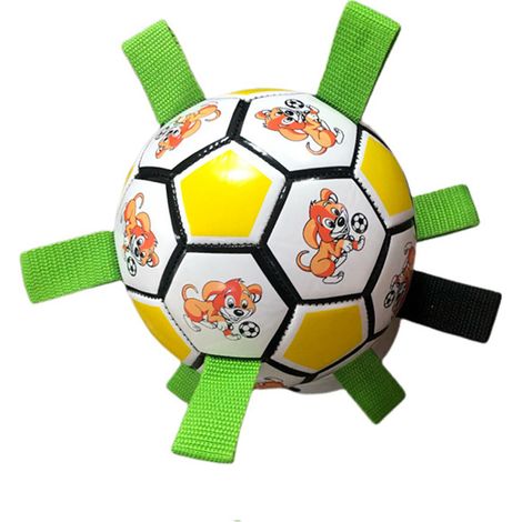 Balle de chien indestructible balle de chien balle de chien interactive chien pompe à air de jeu intérieur et extérieur(jaune et blanc) (1/5)
