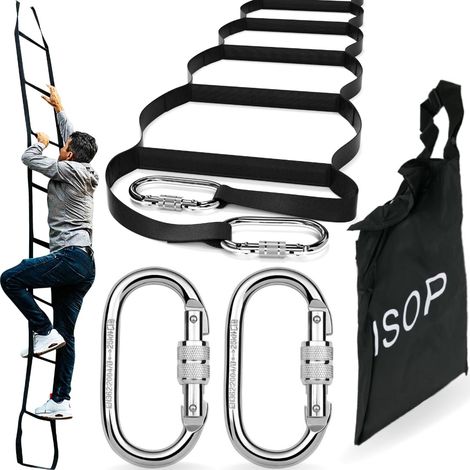 Échelle de secours 6 étages 15 m Corde de sécurité multifonctionnelle résistante aux intempéries avec mousquetons robustes Légère compacte portable Échelle de sauvetage pour enfants et adultes (1/5)
