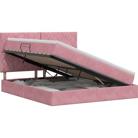 Maison Exclusive - Letto con contenitore e materasso Rosa 180 x 200 cm Velluto (1/5)