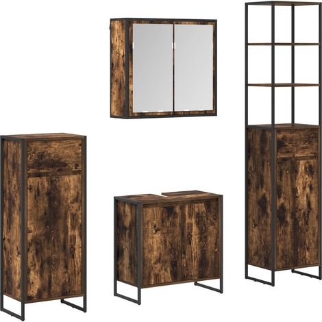 Maison Exclusive - Set di mobili per il bagno Rovere fumé Legno multistrato