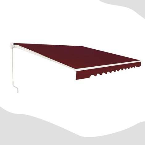 GOPLUS Store Banne Retractable, Auvent d'Abri Manuel en Aluminium et Tissu Resistant aux UV et a l'eau avec Manivelle et Angle Reglable 5-35°pour Balcon, Fenetre, Terrasse (360X300CM, Bordeaux) (1/5)