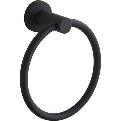 Anneau porte serviette mural en acier inoxydable 304 pour salle de bain Noir (1/5)