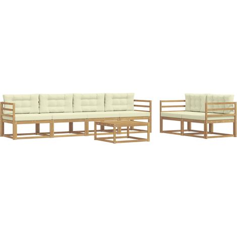 Outdoor-Sofagarnitur 6 stk. Weiß und Creme vidaXL (1/5)