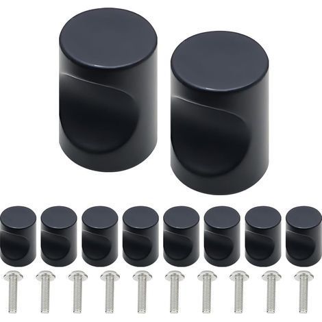 10 Bouton de meuble, Alliage d'aluminium noir, Diamètre 20mm, Vis incluse, Pour armoire cuisine (1/5)