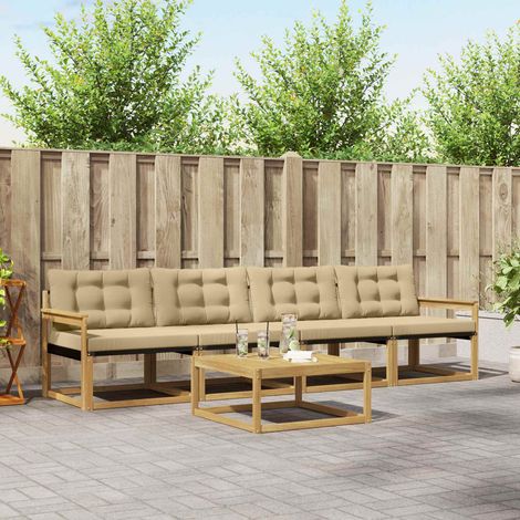 vidaXL Outdoor-Sofagarnitur 5 pcs Weiß und Beige 79 x 79 x 37 cm (1/5)
