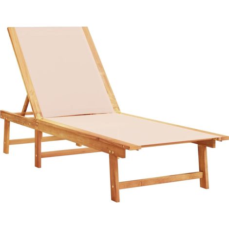 vidaXL Lettino Prendisole Crema Legno Massello di Acacia e (1/5)