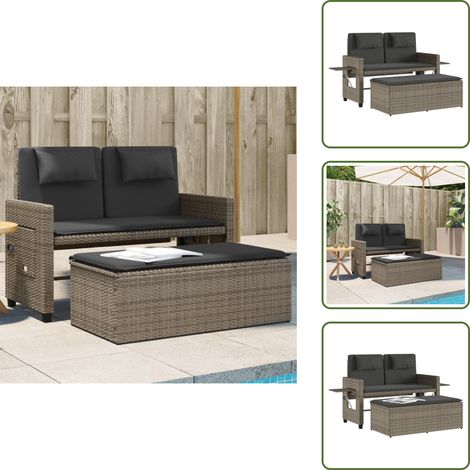 Cuscini - vidaXL Panca Reclinabile da Giardino con Cuscini Grigia in Polyrattan - Tavolino da giardino