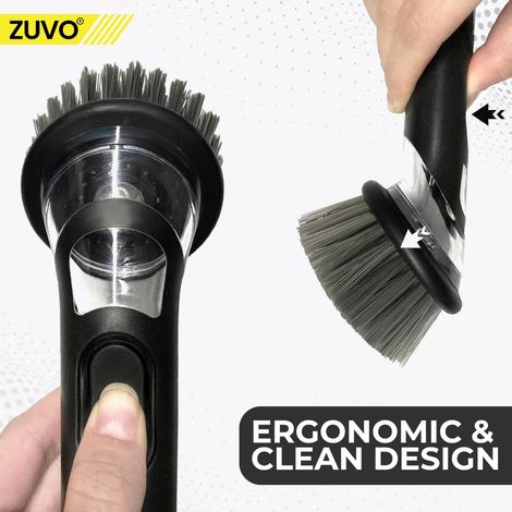 Distributeur de savon avec poignée - Brosse à vaisselle efficace pour la cuisine - Brosse à vaisselle durable pour un nettoyage efficace (1/4)