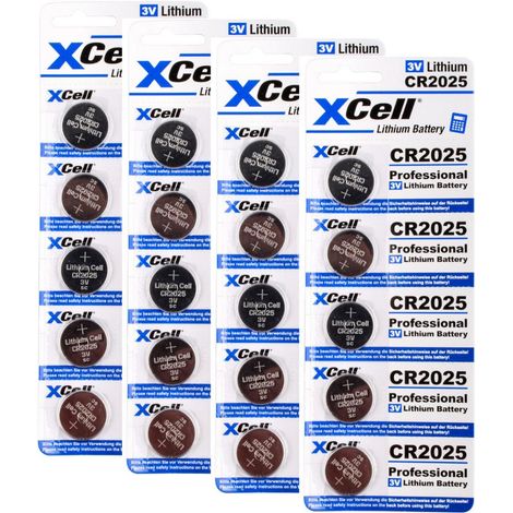 20x CR2025 Lithium-Knopfzelle 3V / 170mAh (4x 5er Pack) (1/2)