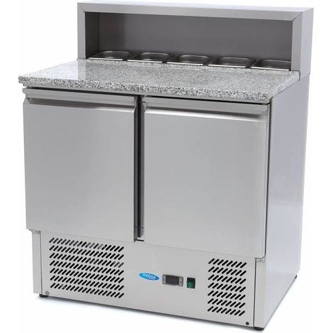 Réfrigérateur à Pizza - 90 cm - 2 Portes - 5 x GN 1/6 - Couv. Inox - Maxima