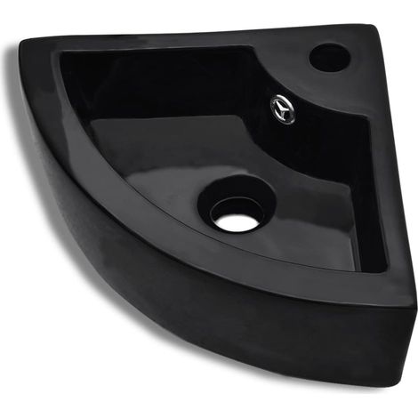 Lavabo avec trou de trop-plein Lavabo vasque à poser Luxueux, Bac à laver, 45x32x12,5 cm Noir OIB9889E (1/5)