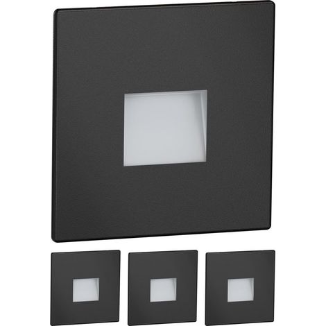 Lot de 4 lumières d'escalier LED encastrées carrées noir 85x85mm blanc chaud (1/5)