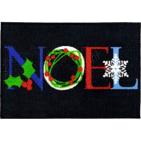 Festive Christmas Machine Washable Indoor Doormat, 40x57cm, Noel, Black (1/4)